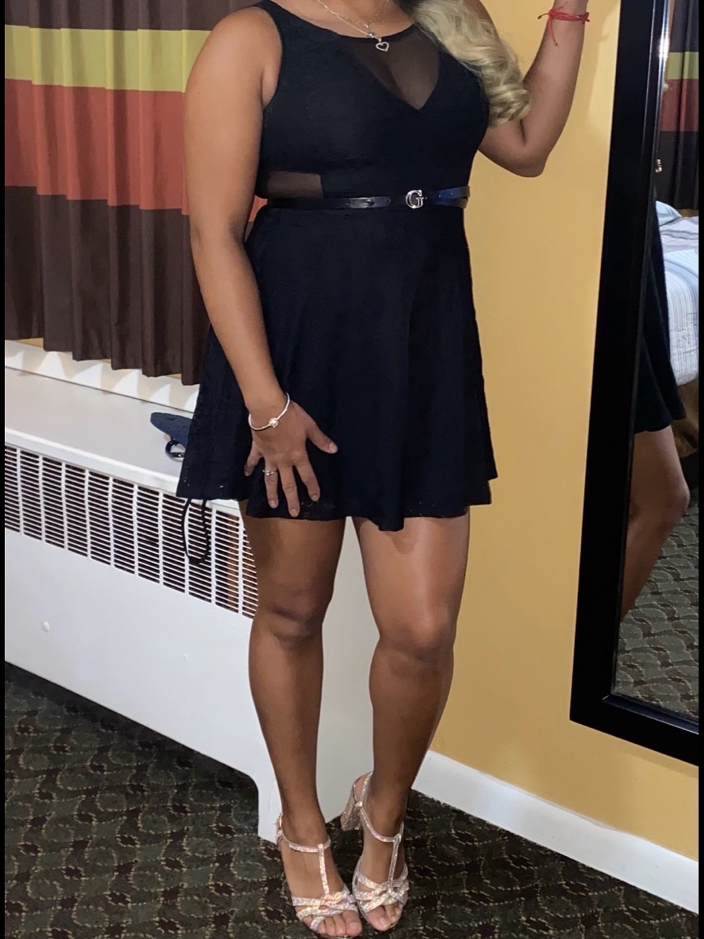 Material Girl Black Lace A-Line Mini Dress
